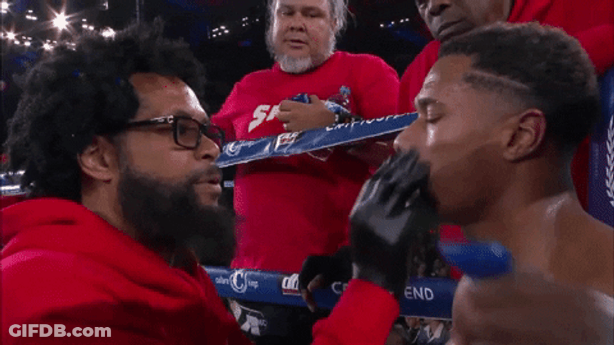 Guy With Glasses Coaching Boxer GIF