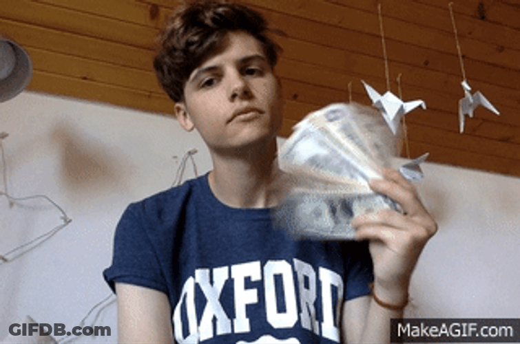 Guy With Money Eyeroll GIF