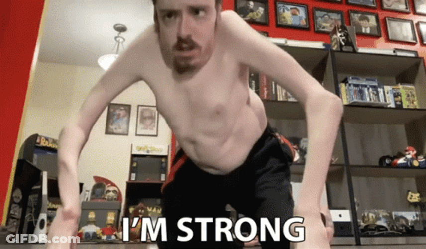 Guy Working Out Motivating Himself I'm Strong GIF