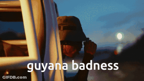Guyana Badness White Letters On Dark Background GIF
