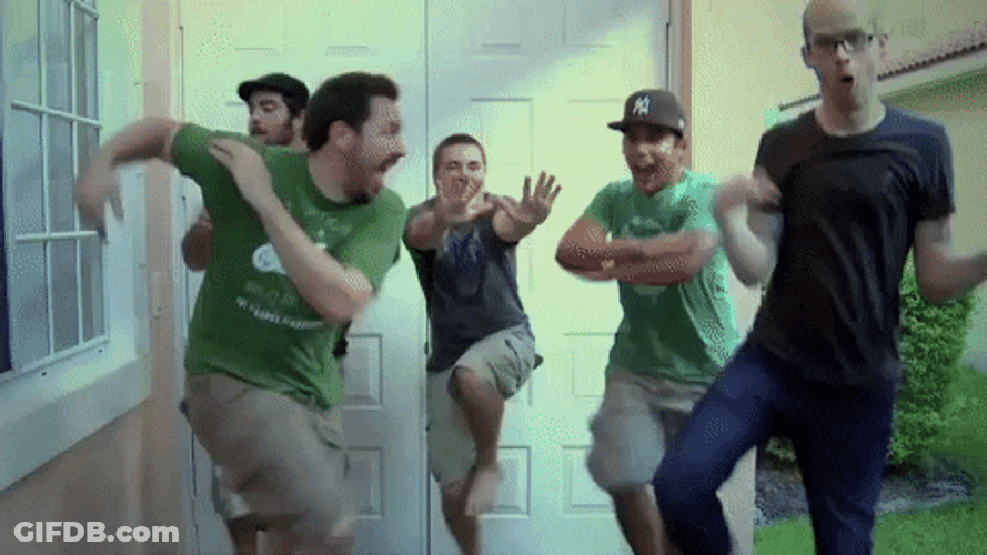Guys Crazy Dancing Outside The House GIF