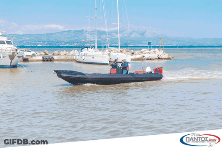 Guys Riding Driving Skiff Beach GIF