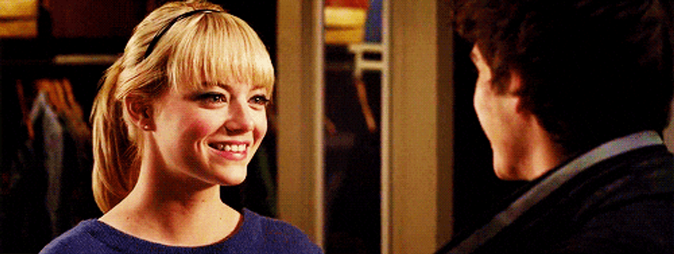 Gwen Stacy Emma Stone Giggling Love Struck GIF