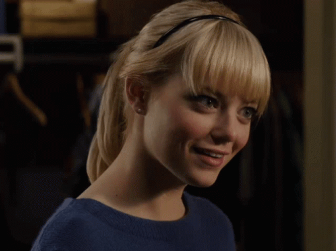 Gwen Stacy Emma Stone Thrilled Giggling GIF