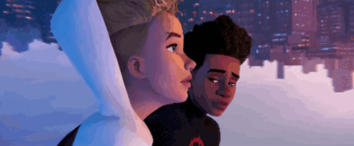 Gwen Stacy Spider Man Hanging Upside Down GIF
