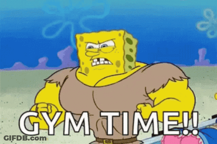 Gym Buff SpongeBob Flexing Muscles GIF