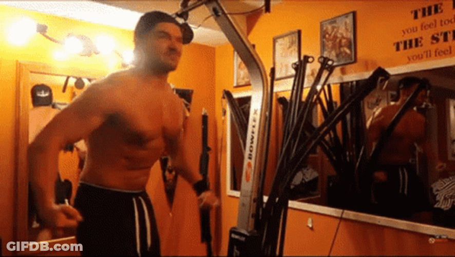 Gym Rat Flexing Muscles GIF