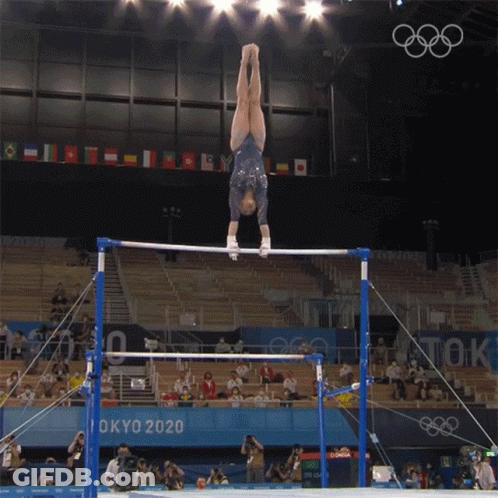Gymnast Doing Handstand On Parallel Bars GIF