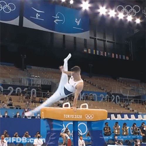 Gymnast Doing Trick On Pommel Horse GIF