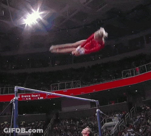 Gymnast Doing Trick On Uneven Bars GIF