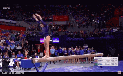 Gymnast Performing On Balance Beam GIF
