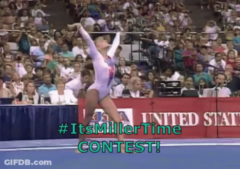 Gymnast Performing Trick In Front Of United State Sign GIF