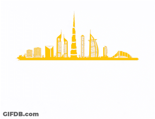 Habibi Come To Dubai Logo With Skyline GIF