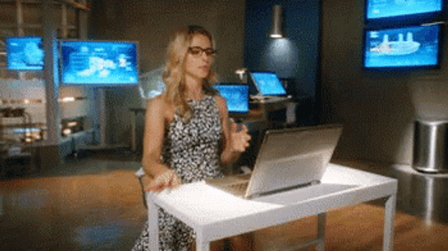 Hacker Lady Stretching GIF