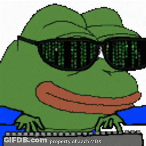 Hackerman Frog With His Matrix Glasses GIF