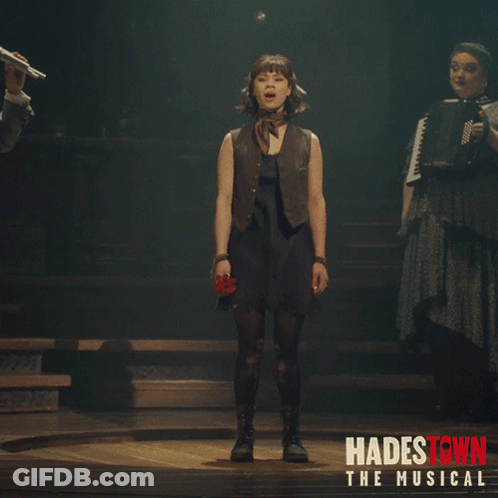 Hadestown Musical Poster Girl Singing GIF