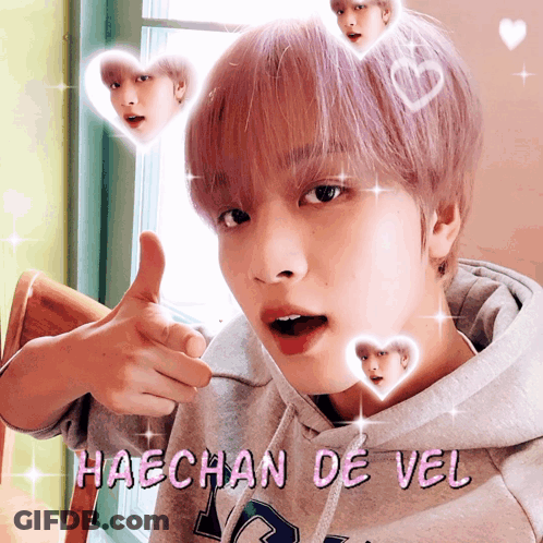 Haechan De Vel Giving A Thumbs Up With Hearts Around Him GIF
