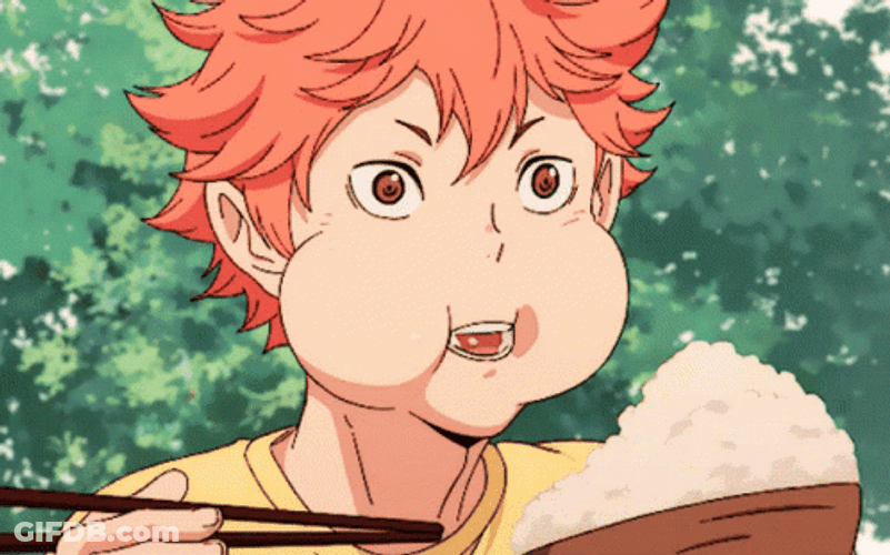Haikyuu Hinata Eating Rice GIF