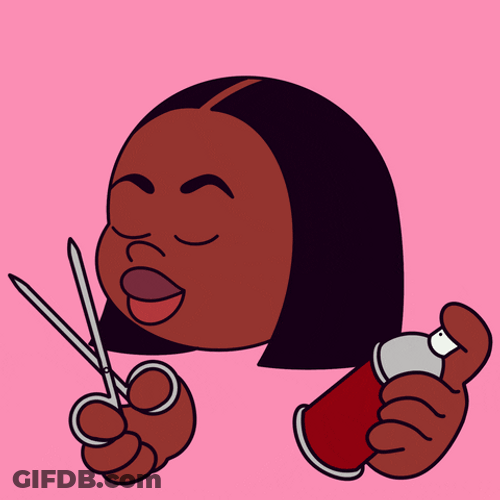 Hair Cutting Shaking Head Animation GIF