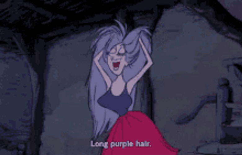 Hair Flip Long Purple Hair GIF