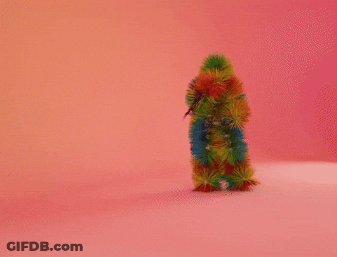 Hairy Rainbow Creature Dancing Pink Dancehall GIF