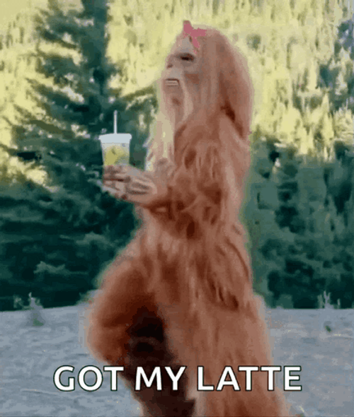 Hairy Sasquatch Walking Got My Latte GIF