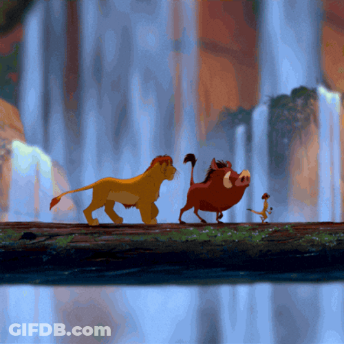 Hakuna Matata Simba Pumbaa Timon Walking In Line GIF
