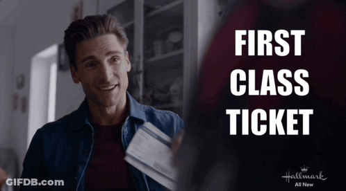 Hallmark Ad Man Holding Plane Ticket GIF