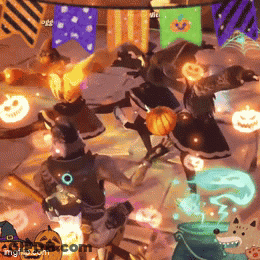 Halloween Decorations Hanging From String GIF