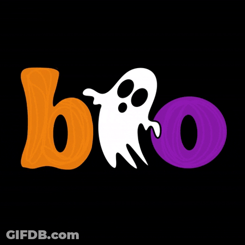 Halloween Ghost Between Booo Text GIF