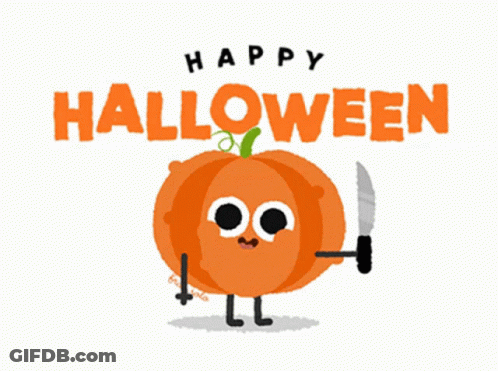 Halloween Greeting Card Pumpkin With Knife GIF