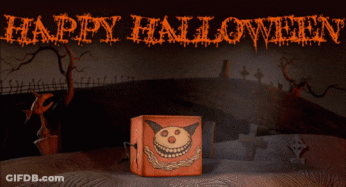 Halloween Greeting Card With Pumpkin In Box GIF