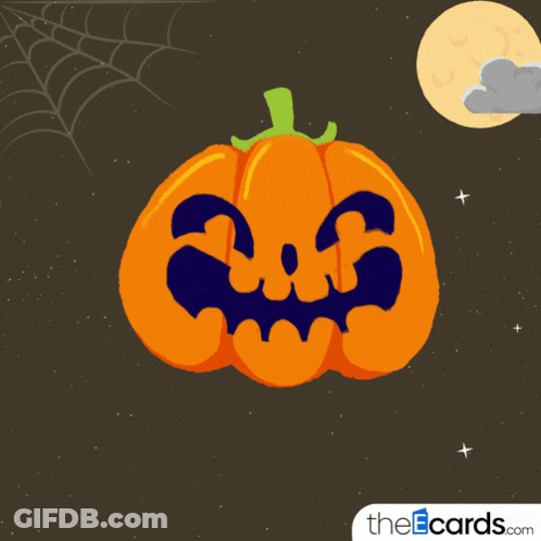 Halloween Greeting Card With Pumpkin Saying Happy Halloween GIF
