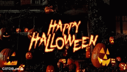 Halloween Greeting Card With Pumpkin Saying Happy Halloween GIF