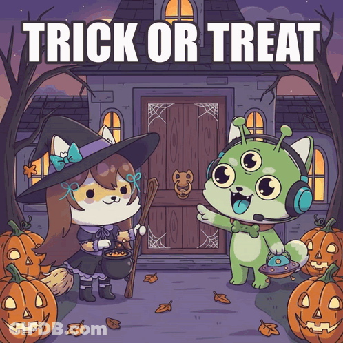 Halloween Greeting Card With Pumpkins Candles And Spider GIF