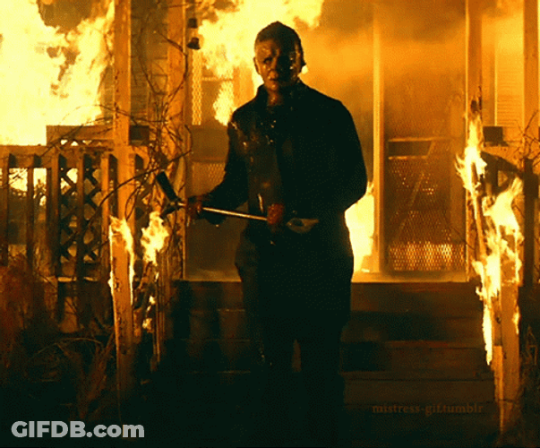 Halloween Kills Michael Attacking GIF