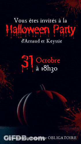 Halloween Party Advertisement With Pumpkin GIF