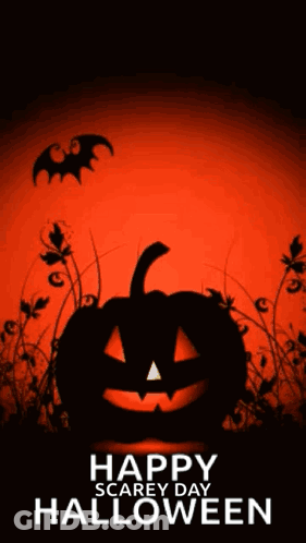 Halloween Poster With Pumpkin And Bats GIF