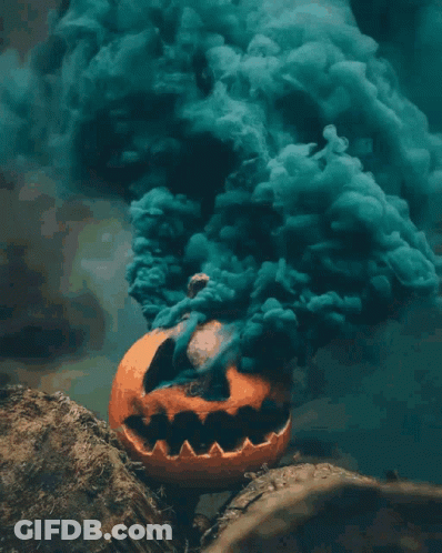 Halloween Pumpkin With Smoke Coming Out Of Mouth GIF