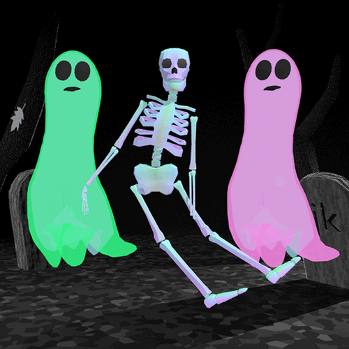 Halloween Skeleton Ghosts Sway GIF