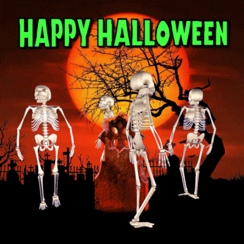 Halloween Skeletons In Circle GIF