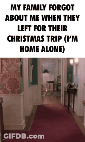 Hallway With Red Carpet Saying My Family Forgot About Me GIF