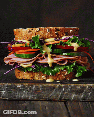 Ham Lettuce Tomato Carrot Mustard Sandwich GIF