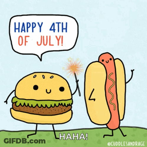 Hamburger And Hot Dog Happy 4Th Of July GIF