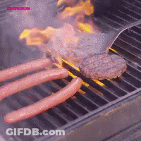 Hamburger And Hot Dogs On Grill GIF