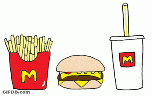 Hamburger French Fries And Drink With Letter M GIF