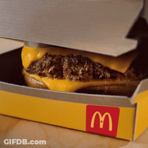 Hamburger In McDonald's Box With Lid Open GIF