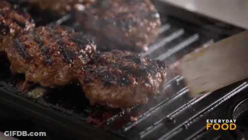Hamburger Patties Cooking On Grill With Everyday Food GIF