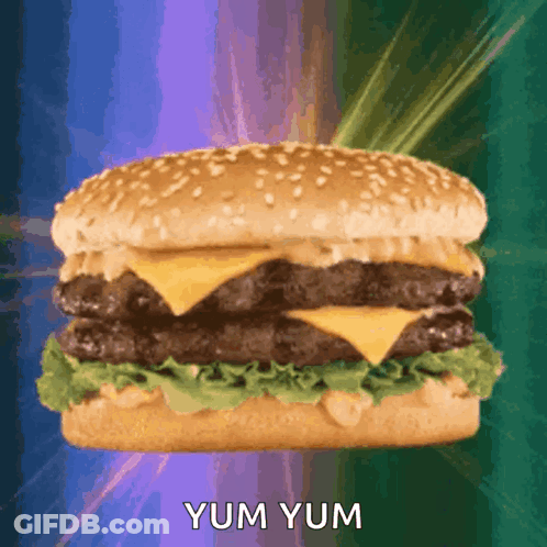 Hamburger Saying Yum Yum GIF