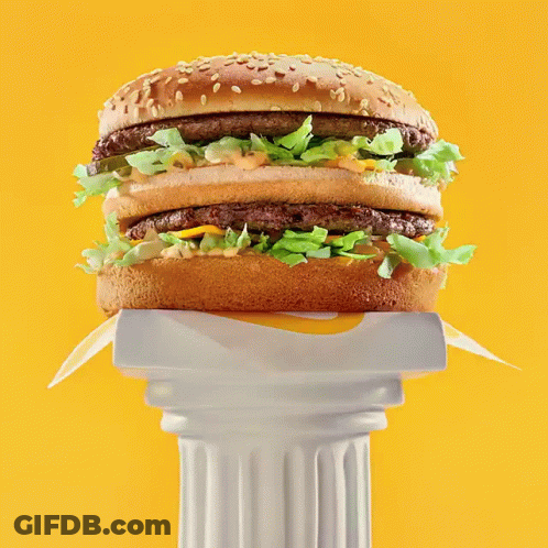 Hamburger Statue On White Column GIF